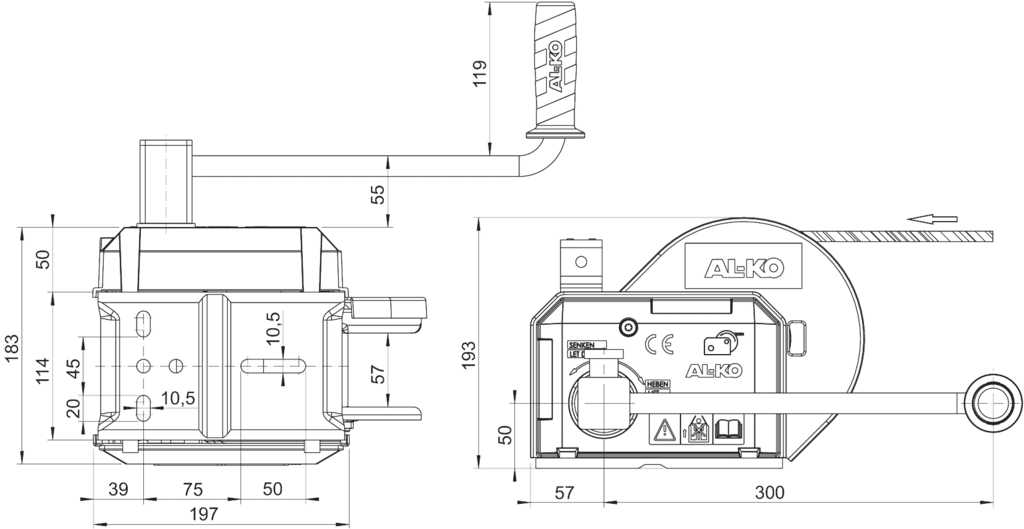 Handwinde AL-KO 901 plus - Sicherheitswinde - gebremst - mit abnehmbarer Kurbel - mit Aufrollautomatik - ohne Seil oder Gurt 2 Handwinde AL-KO 901 plus - Sicherheitswinde - gebremst - mit abnehmbarer Kurbel - mit Aufrollautomatik - ohne Seil oder Gurt – Bild 2